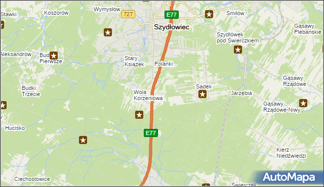 mapa Barak gmina Szydłowiec, Barak gmina Szydłowiec na mapie Targeo