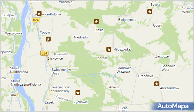 mapa Baraki gmina Annopol, Baraki gmina Annopol na mapie Targeo