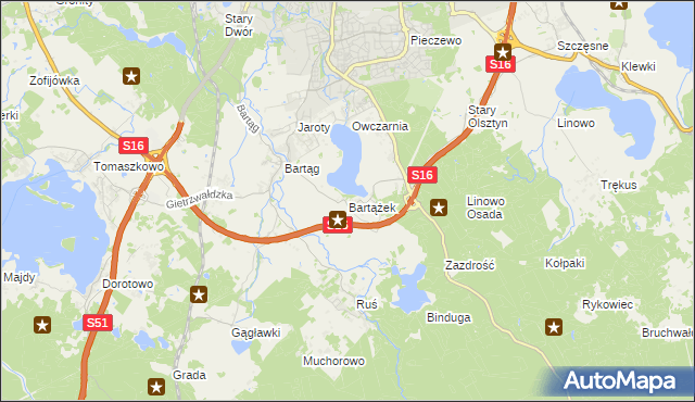 mapa Bartążek, Bartążek na mapie Targeo