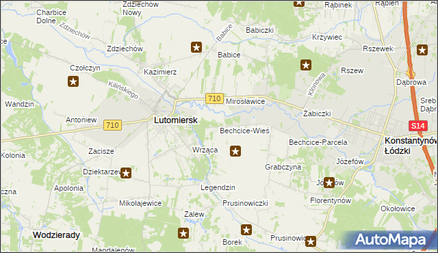 mapa Bechcice-Wieś, Bechcice-Wieś na mapie Targeo