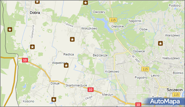 mapa Bezrzecze, Bezrzecze na mapie Targeo
