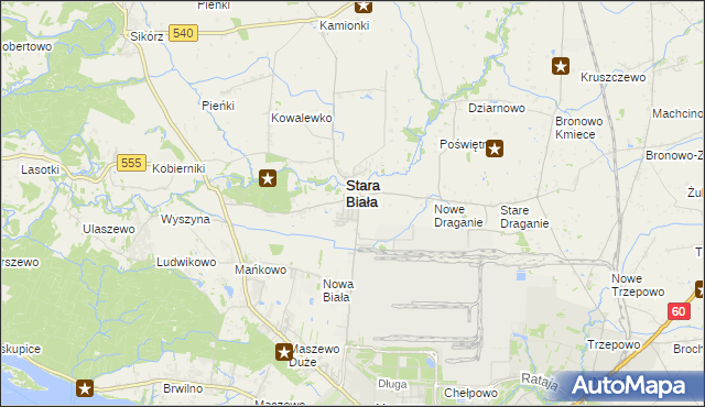 mapa Biała gmina Stara Biała, Biała gmina Stara Biała na mapie Targeo