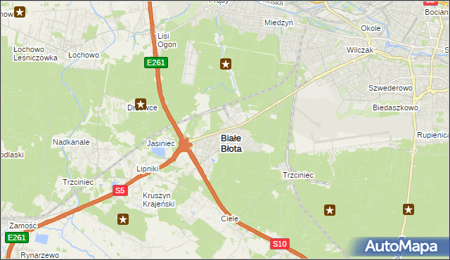 mapa Białe Błota powiat bydgoski, Białe Błota powiat bydgoski na mapie Targeo