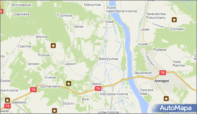 mapa Biedrzychów gmina Ożarów, Biedrzychów gmina Ożarów na mapie Targeo