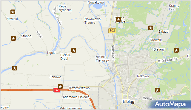 mapa Bielnik Pierwszy, Bielnik Pierwszy na mapie Targeo