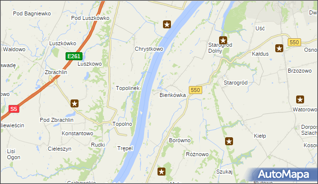 mapa Bieńkówka gmina Chełmno, Bieńkówka gmina Chełmno na mapie Targeo