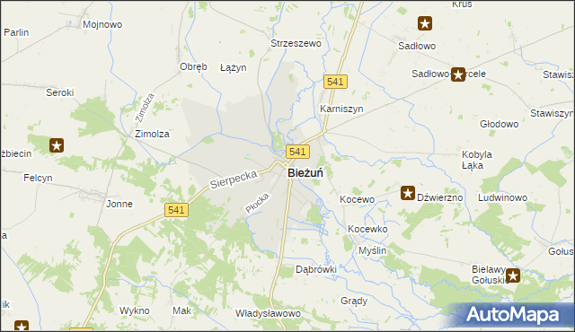 mapa Bieżuń, Bieżuń na mapie Targeo