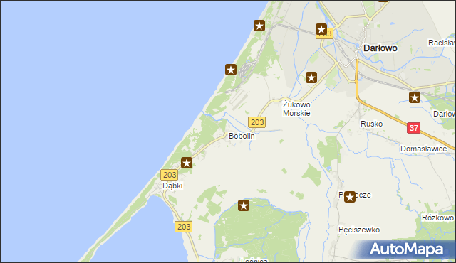 mapa Bobolin gmina Darłowo, Bobolin gmina Darłowo na mapie Targeo