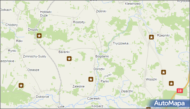 mapa Bogdanki gmina Juchnowiec Kościelny, Bogdanki gmina Juchnowiec Kościelny na mapie Targeo