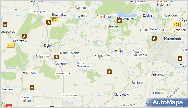 mapa Bogdanów gmina Koźminek, Bogdanów gmina Koźminek na mapie Targeo