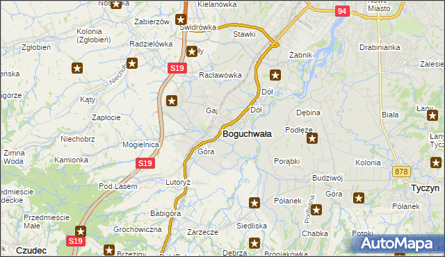 mapa Boguchwała powiat rzeszowski, Boguchwała powiat rzeszowski na mapie Targeo