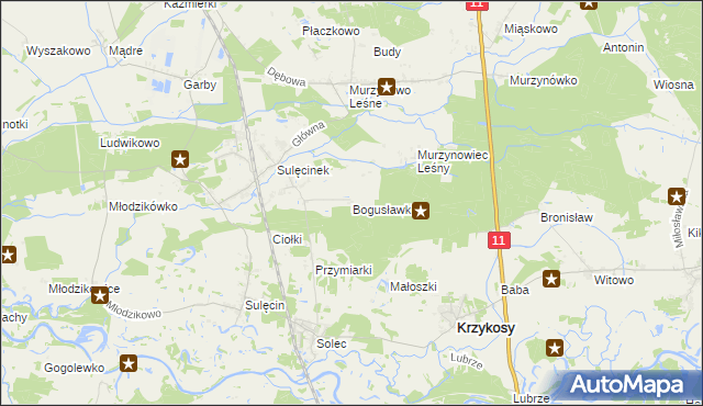 mapa Bogusławki gmina Krzykosy, Bogusławki gmina Krzykosy na mapie Targeo