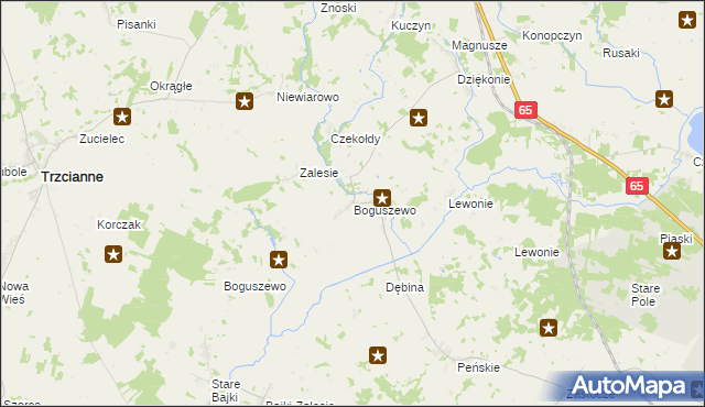 mapa Boguszewo gmina Mońki, Boguszewo gmina Mońki na mapie Targeo