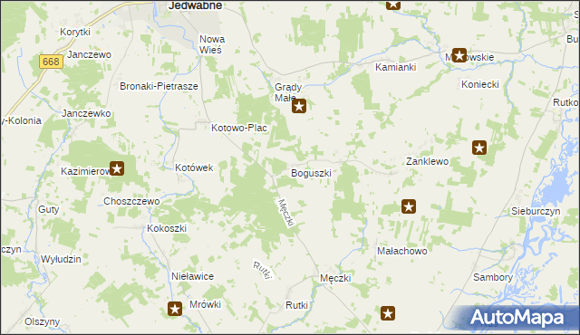 mapa Boguszki gmina Wizna, Boguszki gmina Wizna na mapie Targeo