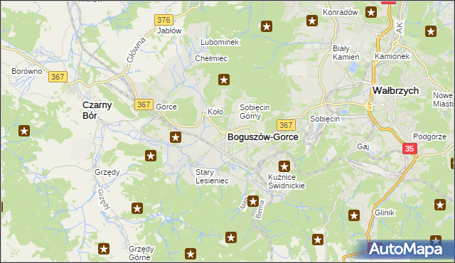 mapa Boguszów-Gorce, Boguszów-Gorce na mapie Targeo