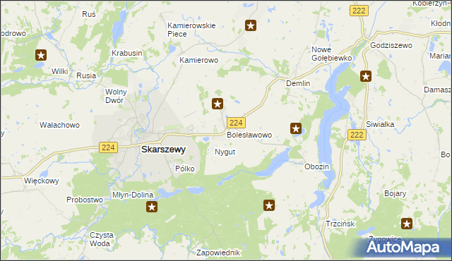 mapa Bolesławowo gmina Skarszewy, Bolesławowo gmina Skarszewy na mapie Targeo