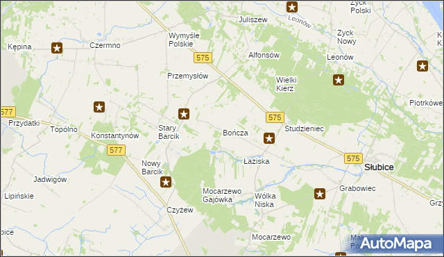mapa Bończa gmina Słubice, Bończa gmina Słubice na mapie Targeo