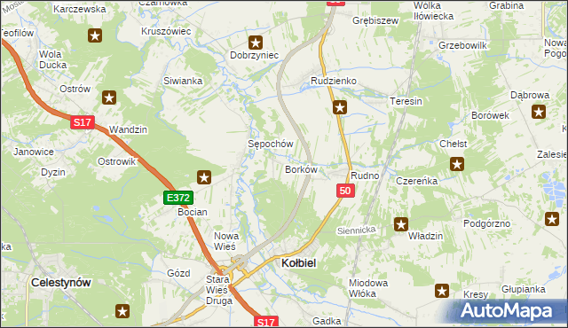 mapa Borków gmina Kołbiel, Borków gmina Kołbiel na mapie Targeo