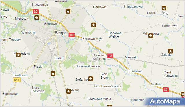 mapa Borkowo Kościelne, Borkowo Kościelne na mapie Targeo