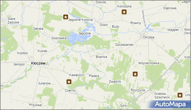 mapa Bramka gmina Kłoczew, Bramka gmina Kłoczew na mapie Targeo