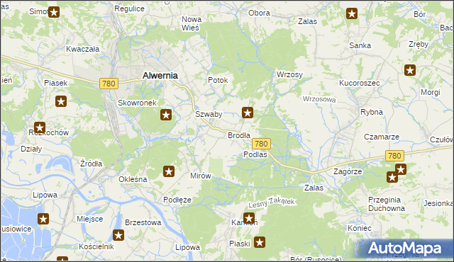 mapa Brodła, Brodła na mapie Targeo
