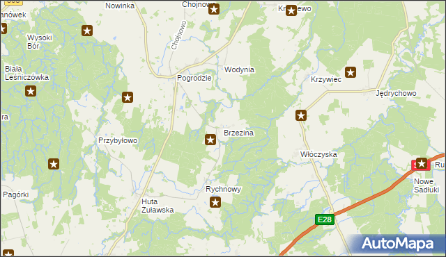 mapa Brzezina gmina Tolkmicko, Brzezina gmina Tolkmicko na mapie Targeo