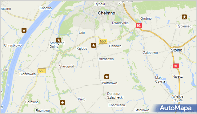 mapa Brzozowo gmina Kijewo Królewskie, Brzozowo gmina Kijewo Królewskie na mapie Targeo