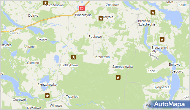mapa Brzozowo gmina Lipnica, Brzozowo gmina Lipnica na mapie Targeo