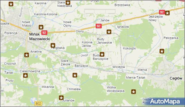 mapa Budy Barcząckie, Budy Barcząckie na mapie Targeo
