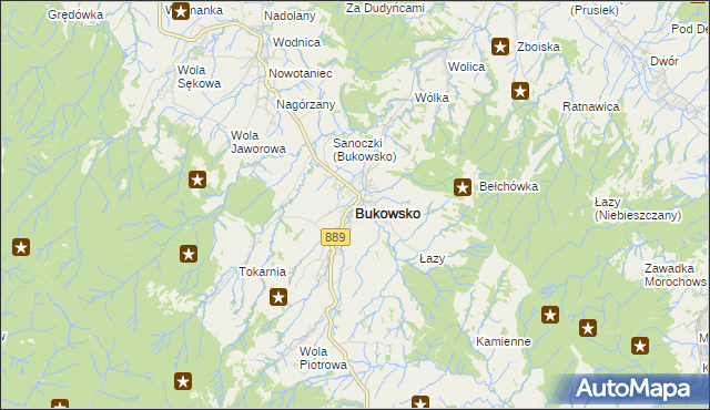 mapa Bukowsko, Bukowsko na mapie Targeo