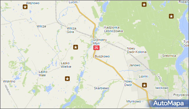 mapa Buszkowo gmina Koronowo, Buszkowo gmina Koronowo na mapie Targeo