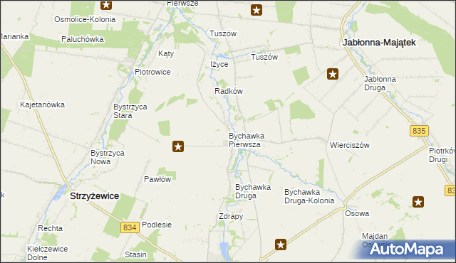 mapa Bychawka Pierwsza, Bychawka Pierwsza na mapie Targeo