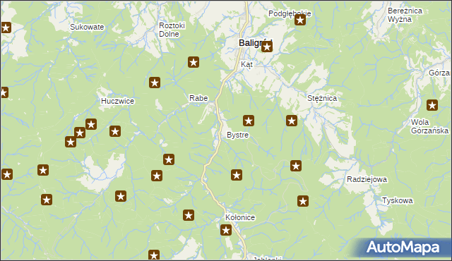 mapa Bystre gmina Baligród, Bystre gmina Baligród na mapie Targeo