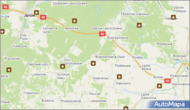 mapa Bystrzanowice-Dwór, Bystrzanowice-Dwór na mapie Targeo