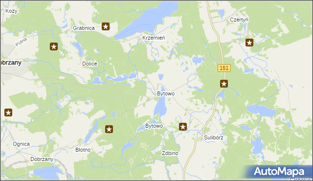 mapa Bytowo gmina Dobrzany, Bytowo gmina Dobrzany na mapie Targeo