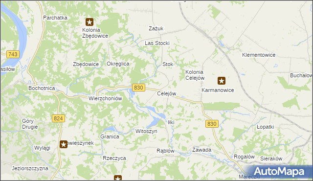 mapa Celejów gmina Wąwolnica, Celejów gmina Wąwolnica na mapie Targeo