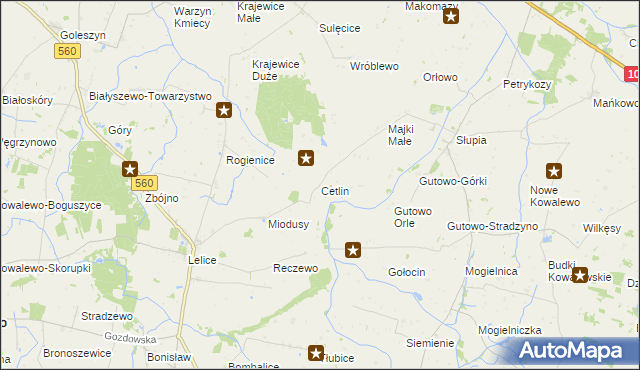 mapa Cetlin, Cetlin na mapie Targeo