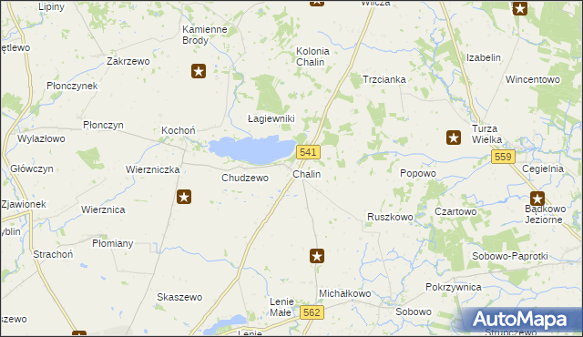 mapa Chalin gmina Dobrzyń nad Wisłą, Chalin gmina Dobrzyń nad Wisłą na mapie Targeo