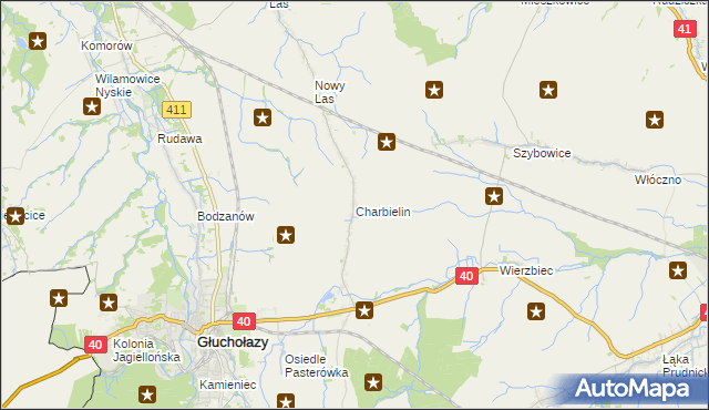 mapa Charbielin gmina Głuchołazy, Charbielin gmina Głuchołazy na mapie Targeo