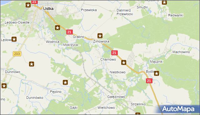 mapa Charnowo gmina Ustka, Charnowo gmina Ustka na mapie Targeo