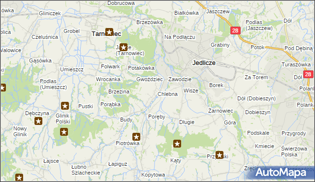 mapa Chlebna gmina Jedlicze, Chlebna gmina Jedlicze na mapie Targeo