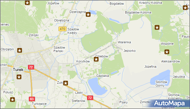 mapa Chlebów gmina Turek, Chlebów gmina Turek na mapie Targeo