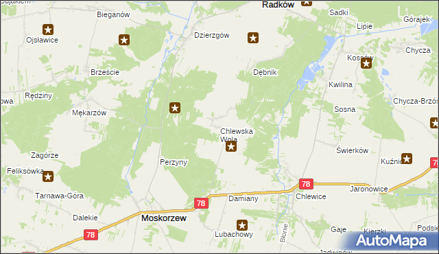 mapa Chlewska Wola, Chlewska Wola na mapie Targeo