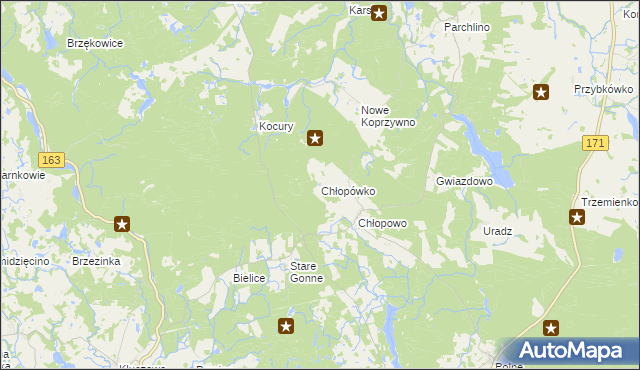 mapa Chłopówko gmina Barwice, Chłopówko gmina Barwice na mapie Targeo