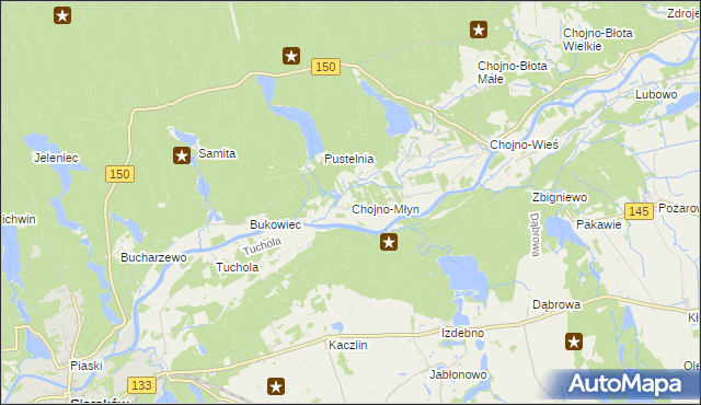 mapa Chojno-Młyn, Chojno-Młyn na mapie Targeo
