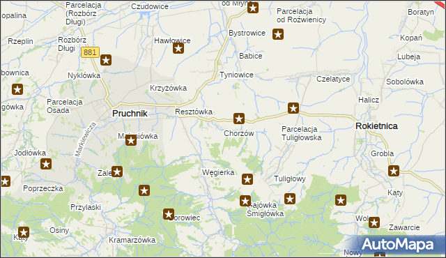 mapa Chorzów gmina Roźwienica, Chorzów gmina Roźwienica na mapie Targeo