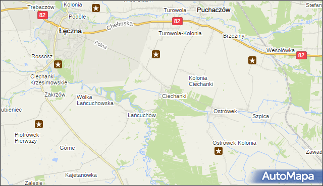 mapa Ciechanki, Ciechanki na mapie Targeo
