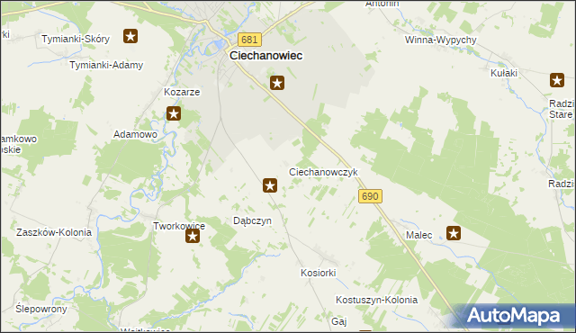 mapa Ciechanowczyk, Ciechanowczyk na mapie Targeo