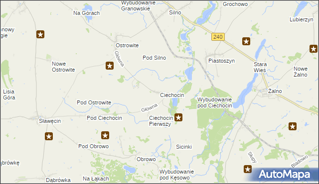 mapa Ciechocin gmina Chojnice, Ciechocin gmina Chojnice na mapie Targeo