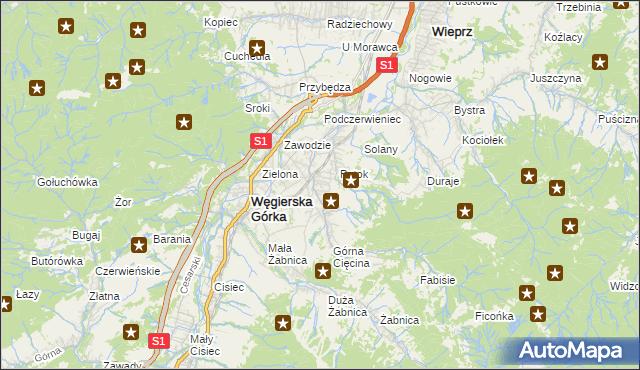 mapa Cięcina, Cięcina na mapie Targeo